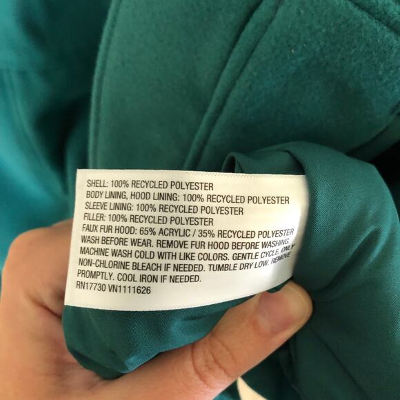 Cat & Jack NWT Girls' Solid Faux Fur Jacket Dark Green Winter Coat Size XL - Picture 8 of 8